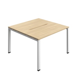 [SYN1270COGPLNOWH2P] Synergy|2P Bench Desk|Cut Out|Goal Post|1200X700|Nova Oak-White