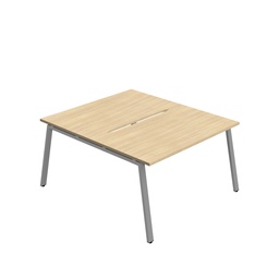 [SYN1280COAFRNOSV2P] Synergy|2P Bench Desk|Cut Out|A-Frame|1200X800|Nova Oak-Silver