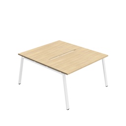 [SYN1280COAFRNOWH2P] Synergy|2P Bench Desk|Cut Out|A-Frame|1200X800|Nova Oak-White