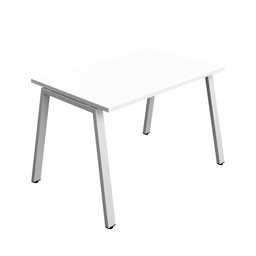 [SYN1280COAFRWHSV1P] Synergy|1P Bench Desk|Cut Out|A-Frame|1200X800|White-Silver