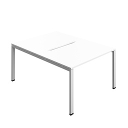[SYN1280COGPLWHSV2P] Synergy|2P Bench Desk|Cut Out|Goal Post|1200X800|White-Silver