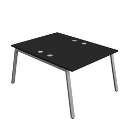 [SYN1280CPAFRBKSV2P] Synergy|2P Bench Desk|Cable Ports|A-Frame|1200X800|Black-Silver