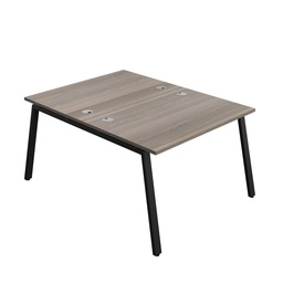 [SYN1280CPAFRGOBK2P] Synergy|2P Bench Desk|Cable Ports|A-Frame|1200X800|Grey Oak-Black