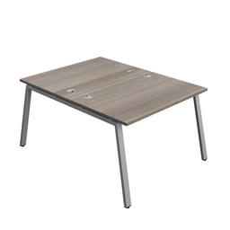 [SYN1280CPAFRGOSV2P] Synergy|2P Bench Desk|Cable Ports|A-Frame|1200X800|Grey Oak-Silver
