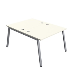 [SYN1280CPAFRWHSV2P] Synergy|1P Bench Desk|Cable Ports|A-Frame|1400X600|White-Black