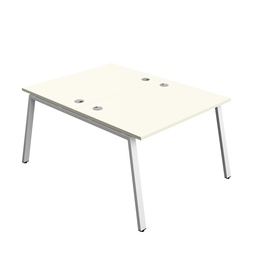 [SYN1280CPAFRWHWH2P] Synergy|2P Bench Desk|Cable Ports|A-Frame|1200X800|White-White