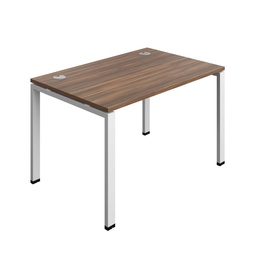 [SYN1280CPGPLDWWH1P] Synergy Bench With Cable Ports: 1 Person (Fsc) | Goal Post Leg | 1200 X 800 | Dark Walnut/White