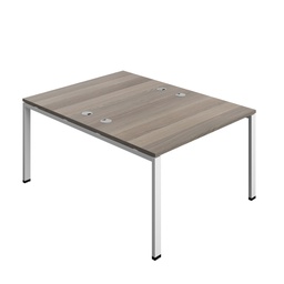 [SYN1280CPGPLGOWH2P] Synergy|2P Bench Desk|Cable Ports|Goal Post|1200X800|Grey Oak-White