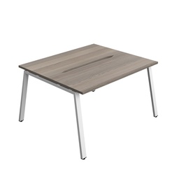 [SYN1460COAFRGOWH2P] Synergy|2P Bench Desk|Cut Out|A-Frame|1400X600|Grey Oak-White