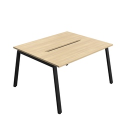 [SYN1460COAFRNOBK2P] Synergy|2P Bench Desk|Cut Out|A-Frame|1400X600|Nova Oak-Black