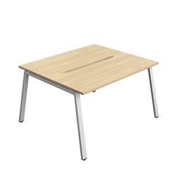 [SYN1460COAFRNOSV2P] Synergy|2P Bench Desk|Cut Out|A-Frame|1400X600|Nova Oak-Silver