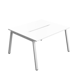 [SYN1460COAFRWHSV2P] Synergy|2P Bench Desk|Cut Out|A-Frame|1400X600|White-Silver