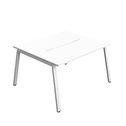 [SYN1460COAFRWHWH2P] Synergy|2P Bench Desk|Cut Out|A-Frame|1400X600|White-White