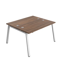 [SYN1460CPAFRDWWH2P] Synergy Bench With Cable Ports: 2 Person (Fsc) | A-Frame Leg | 1400 X 600 | Dark Walnut/White