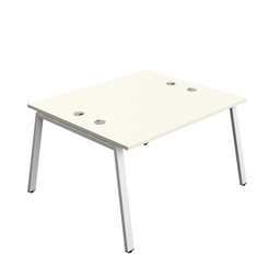 [SYN1460CPAFRWHWH2P] Synergy|2P Bench Desk|Cable Ports|A-Frame|1400X600|White-White