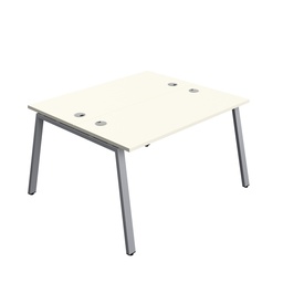 [SYN1470CPAFRWHSV2P] Synergy|2P Bench Desk|Cable Ports|A-Frame|1400X700|White-Silver