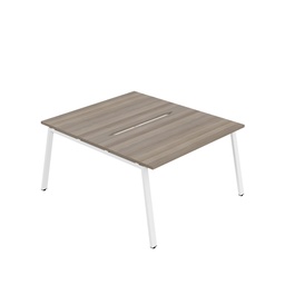 [SYN1480COAFRGOWH2P] Synergy|2P Bench Desk|Cut Out|A-Frame|1400X800|Grey Oak-White