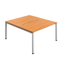 [SYN1480COGPLBESV2P] Synergy|2P Bench Desk|Cut Out|Goal Post|1400X800|Beech-Silver