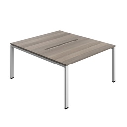 [SYN1480COGPLGOSV2P] Synergy|2P Bench Desk|Cut Out|Goal Post|1400X800|Grey Oak-Silver
