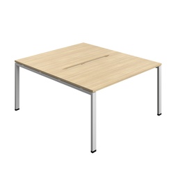 [SYN1480COGPLNOSV2P] Synergy|2P Bench Desk|Cut Out|Goal Post|1400X800|Nova Oak-Silver