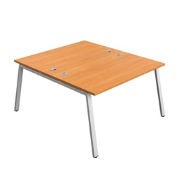 [SYN1480CPAFRBESV2P] Synergy|2P Bench Desk|Cable Ports|A-Frame|1400X800|Beech-Silver