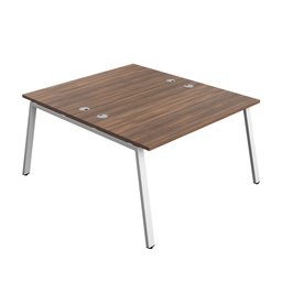 [SYN1480CPAFRDWWH2P] Synergy Bench With Cable Ports: 2 Person (Fsc) | A-Frame Leg | 1400 X 800 | Dark Walnut/White