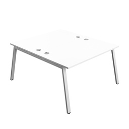[SYN1480CPAFRWHSV2P] Synergy|2P Bench Desk|Cable Ports|A-Frame|1400X800|White-Silver