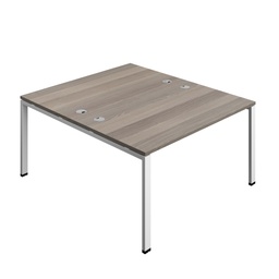 [SYN1480CPGPLGOWH2P] Synergy|2P Bench Desk|Cable Ports|Goal Post|1400X800|Grey Oak-White