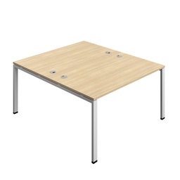 [SYN1480CPGPLNOSV2P] Synergy|2P Bench Desk|Cable Ports|Goal Post|1400X800|Nova Oak-Silver