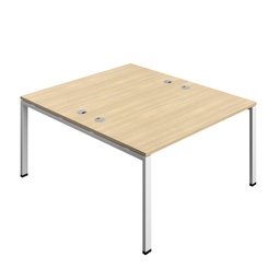 [SYN1480CPGPLNOWH2P] Synergy|2P Bench Desk|Cable Ports|Goal Post|1400X800|Nova Oak-White