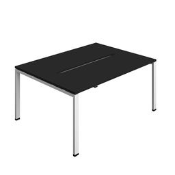 [SYN1660COGPLBKWH2P] Synergy|2 Bench Desk|Cut Out|Goal Post|1600X600|Black-White