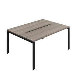 [SYN1660COGPLGOBK2P] Synergy|2 Bench Desk|Cut Out|Goal Post|1600X600|Grey Oak-Black