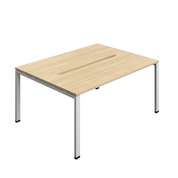 [SYN1660COGPLNOSV2P] Synergy|2 Bench Desk|Cut Out|Goal Post|1600X600|Nova Oak-Silver