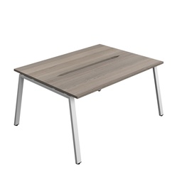 [SYN1670COAFRGOSV2P] Synergy|2P Bench Desk|Cut Out|A-Frame|1600X700|Grey Oak-Silver