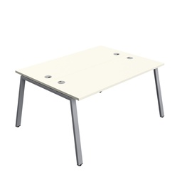 [SYN1670CPAFRWHSV2P] Synergy|2P Bench Desk|Cable Ports|A-Frame|1600X700|White-Silver