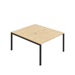 [SYN1680COGPLNOBK2P] Synergy|2P Bench Desk|Cut Out|Goal Post|1600X800|Nova Oak-Black