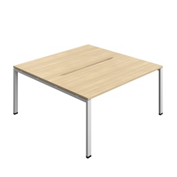 [SYN1680COGPLNOSV2P] Synergy|2P Bench Desk|Cut Out|Goal Post|1600X800|Nova Oak-Silver