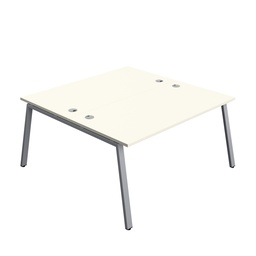 [SYN1680CPAFRWHSV2P] Synergy|2P Bench Desk|Cable Ports|A-Frame|1600X800|White-Silver