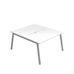 [SYN1680COAFRWHSV2P] Synergy|2P Bench Desk|Cut Out|A-Frame|1600X800|White-Silver