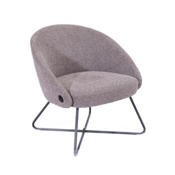 [OF0713GR] Pocket Reception Chair I Black Wire Base I Grey Fabric