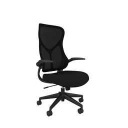 [CH0757BK] Zip Mesh Back Chair With Folding Arms | Black