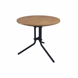 [CH6077] Ledge 800 Diameter Low Table I Black Metal Frame I Elm Wooden Top