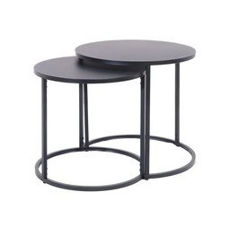 [CH6080] Sync Nested Coffee Table Set I Black Metal Frame I Black Top