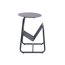 [CH6081] Repose Side Table With Magazine Rack I Black Metal Frame I Black Top