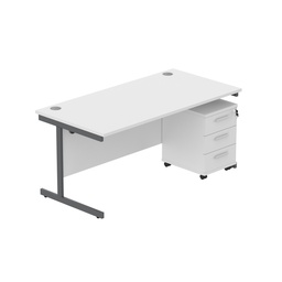 [COREBUNSU1680WHTGRP3] Core|Single Upright|Rectangular Desk With 3 Drawer Mobile Under Desk Pedestal (Fsc)|1600X800|Arctic White-Graphite