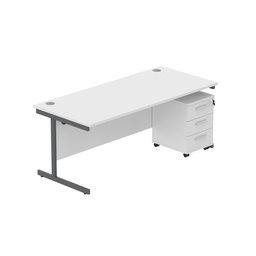 [COREBUNSU1880WHTGRP3] Core|Single Upright|Rectangular Desk With 3 Drawer Mobile Under Desk Pedestal (Fsc)|1800X800|Arctic White-Graphite