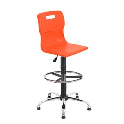 [T35-O+AC1014] Titan Swivel Senior Chair | Fixed D-Kit | Orange/Chrome