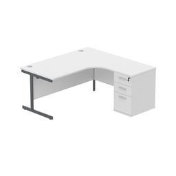 [COREBUNSU1612RWHTGRP] Core|Single Upright|Right Hand|Radial Desk With Desk High Pedestal (Fsc)|600Mm Deep Pedestal|1600X1200|Arctic White-Graphite