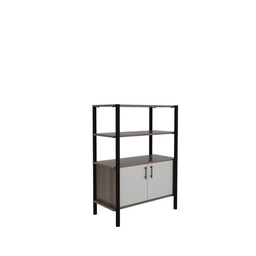 [POSEWS9012GOBK] Pose Wooden Storage I 900W X 460D X 1200H I Grey Oak/Black