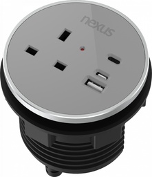 [NEXBUN008GR] 80Mm In-Desk Power Module Bundle 8 With 3M Cable I Black Housing I Silver Bezel I Grey Veneer